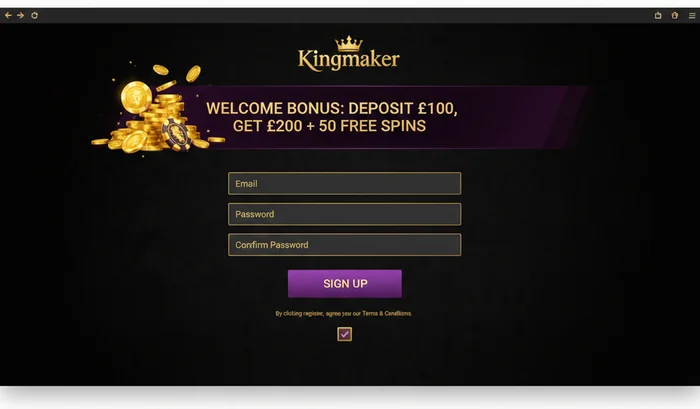 Kingmaker Casino Signup